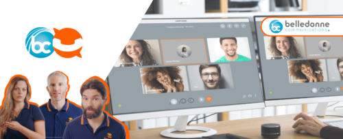 Les symboles de Belledonne Communications et de Linphone sont en harmonie. L'image met en avant Belledonne Communications, l'entreprise derrière Linphone.